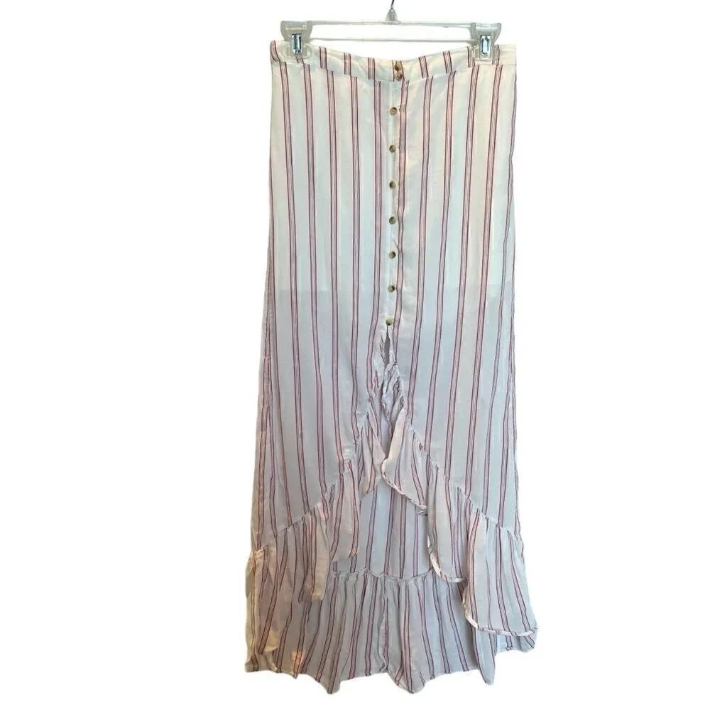 American Eagle Outfitters Skirt Long White/pink Stripe S/P